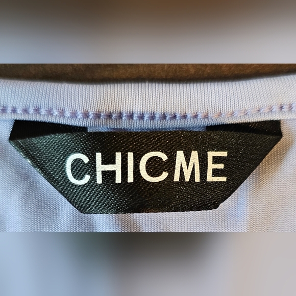 CHICME Womens 2pc Long Sleeve Top, Chain Print Color Block Skirt, Purple & White - Picture 7 of 11